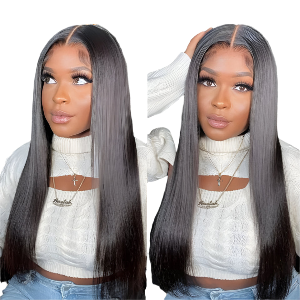 180D Straight Lace Front Wig Human Hair | Pre-Plucked 13x4 Brazilian Remy Frontal Wig (Light Brown Lace) Luxegan