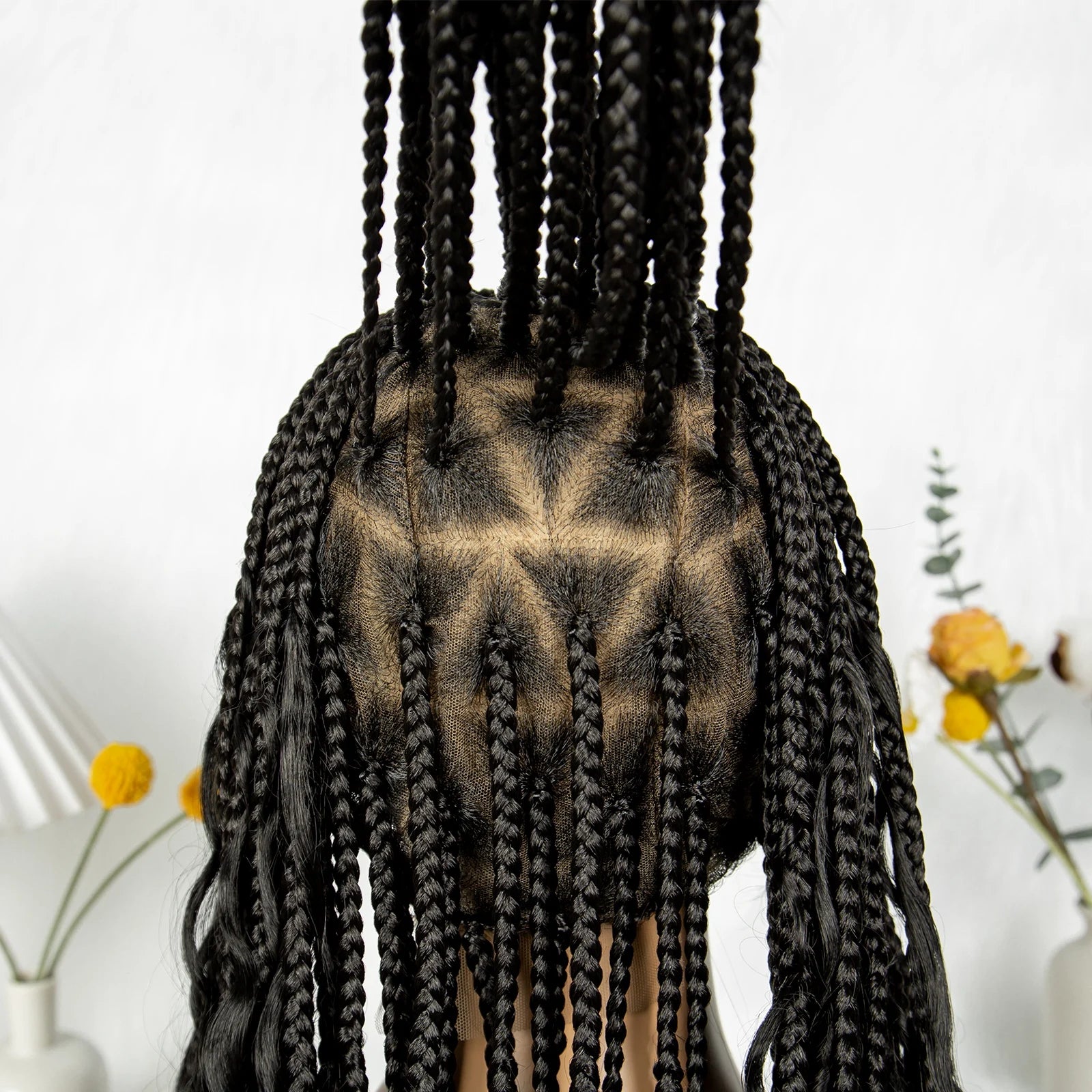 Bohemian Box Braids Wig - Full Lace Knotless Boho Braided Wig with Baby Hair for Black Women