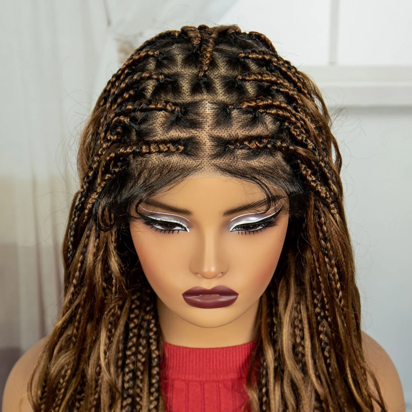 34" Boho Knotless Box Braids Wig | HD Full Lace | Ombre Twist | Baby Hair Luxegan
