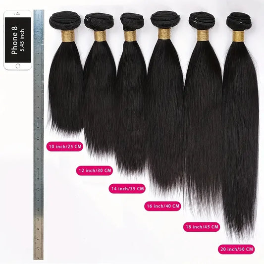 30-Inch Bone Straight Brazilian Human Hair Weave Bundles | 12A Grade Premium Remy Human Hair Weft Extensions | Luxurious 100% Brazilian Straight Sew-In Bundles (1, 3, or 4 Piece Pack, Natural Color) Luxegan