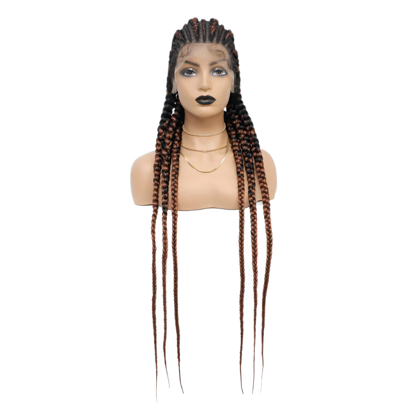 36" Jumbo Knotless Box Braids Wig | Incoo Full Lace Cornrow Wig | Transparent Lace | African Braided Hair