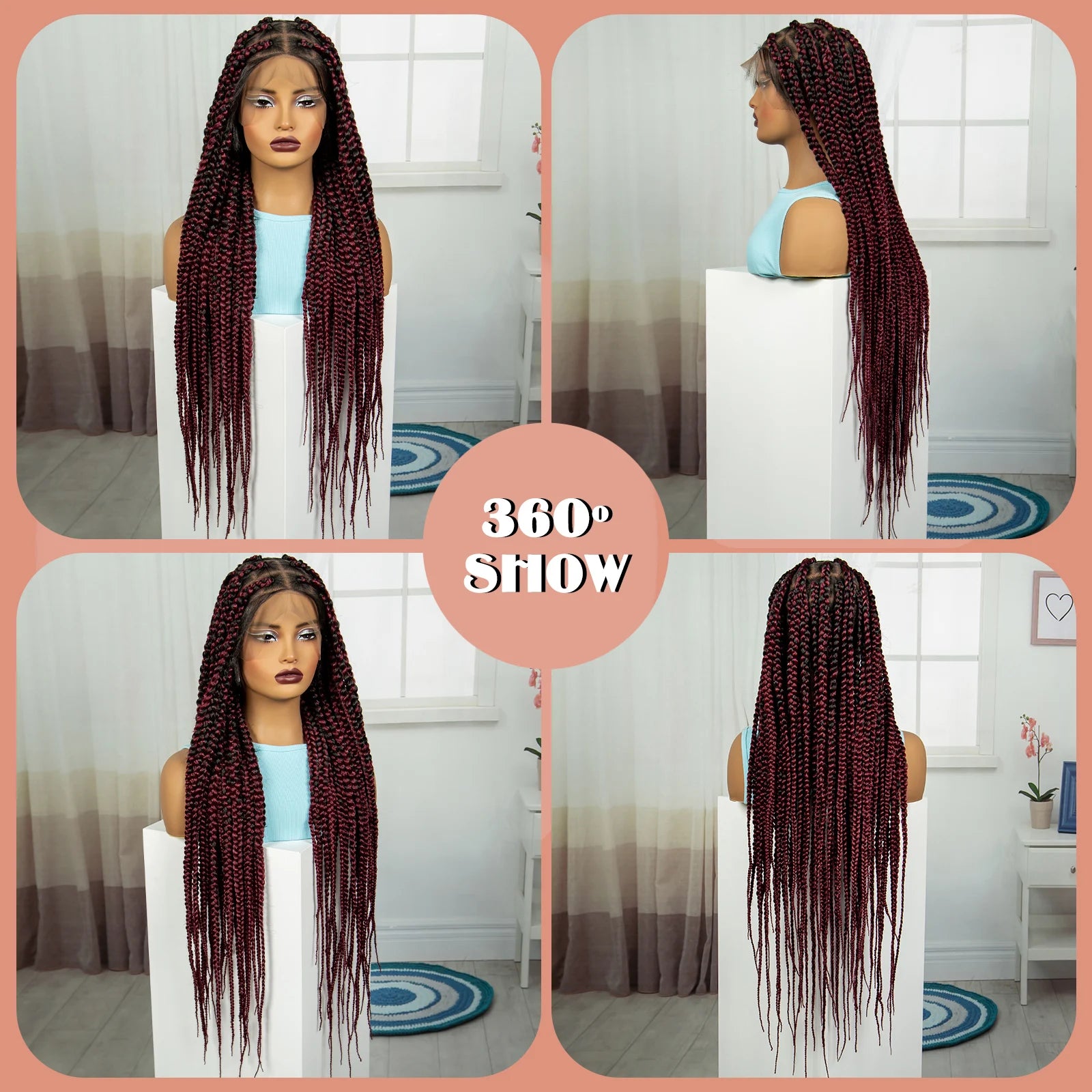 36" Knotless Box Braids Wig | Full Lace | Baby Hair | Natural Look Luxegan