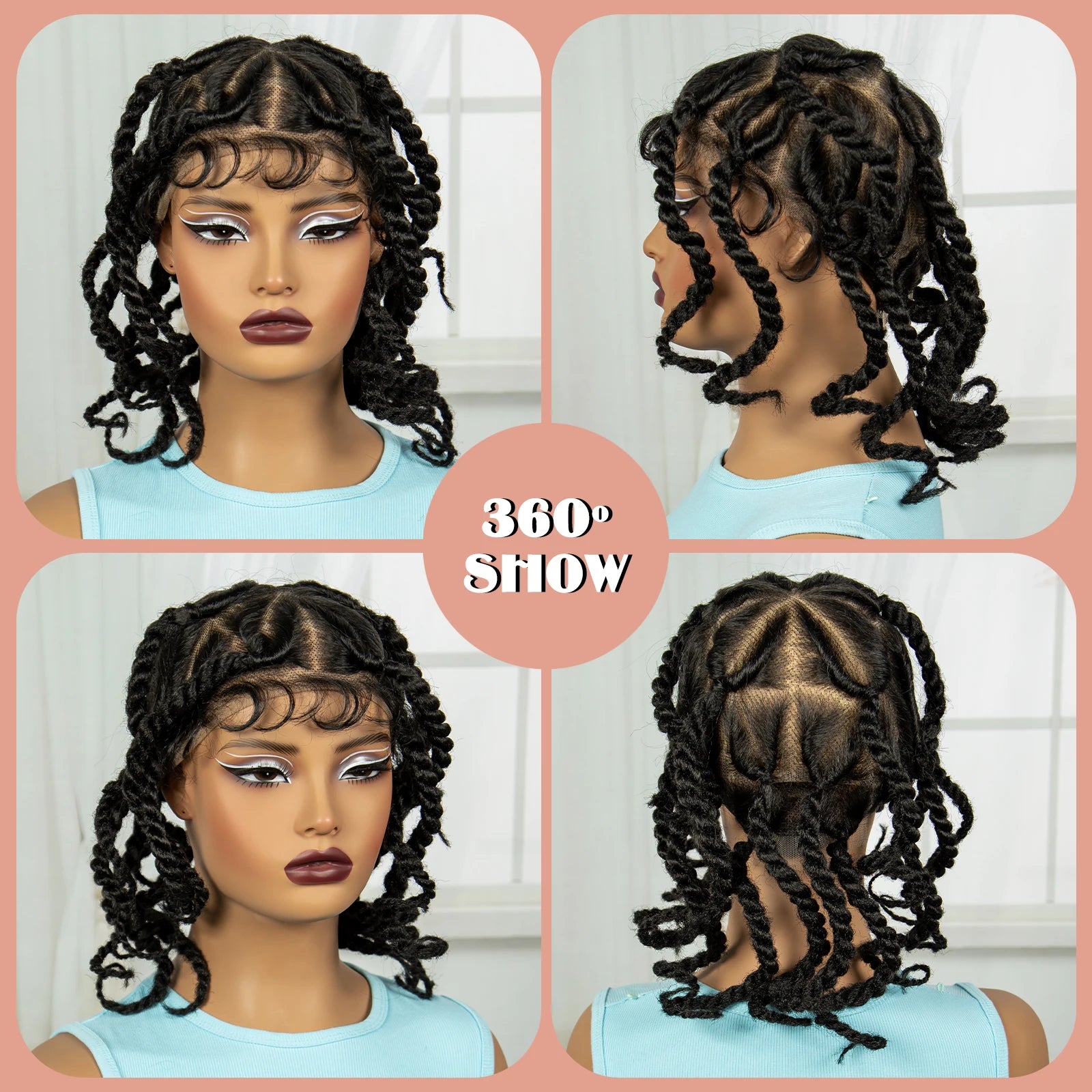 12" Handmade Bantu Knotless Braids Wig | Transparent Full Lace | Baby Hair Luxegan