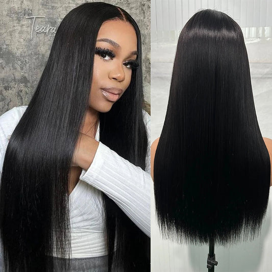 100% Unprocessed | Remy Human Hair | Bone Silky Straight | Indian Hair Closure Wig | Wear And Go | Glueless Luxegan