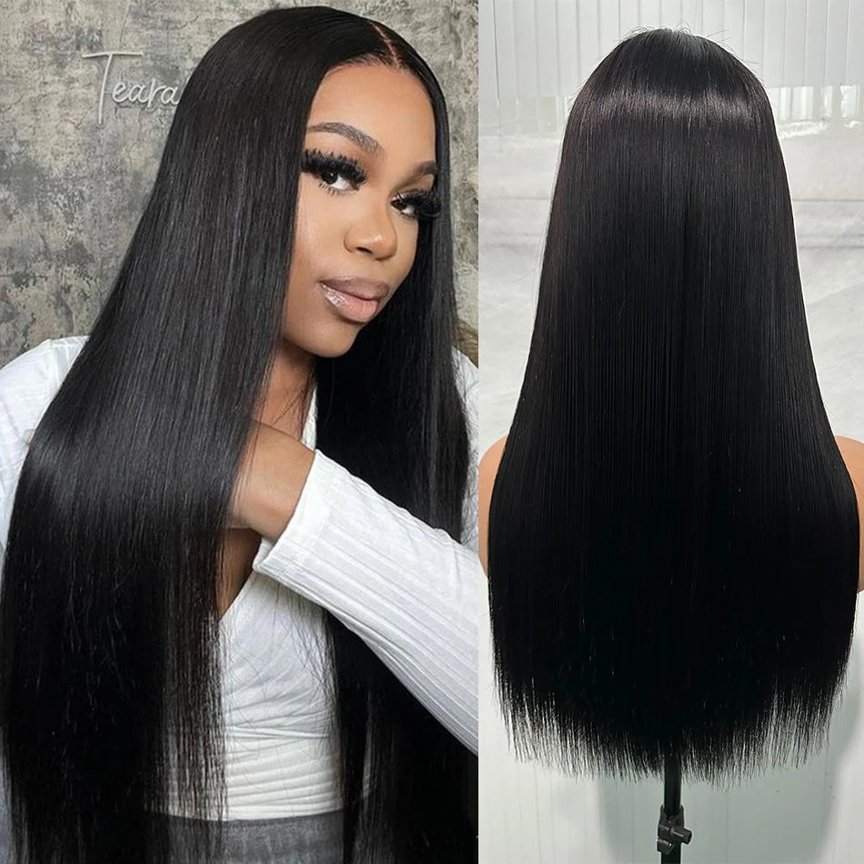 300% Density Bone Silky Straight Human Hair Wig | Double Drawn HD Transparent Lace Closure Glueless Wig (Wear & Go) Luxegan