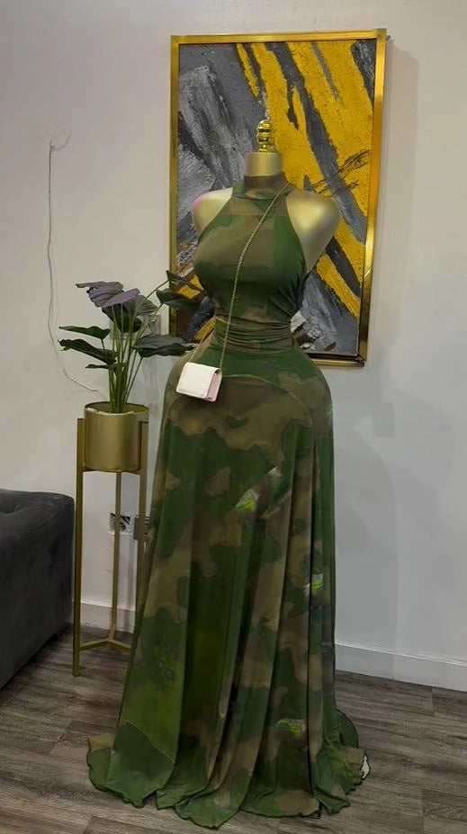 Floral Print Off-Shoulder Mermaid Maxi Dress – Belted, Floor-Length Luxegan
