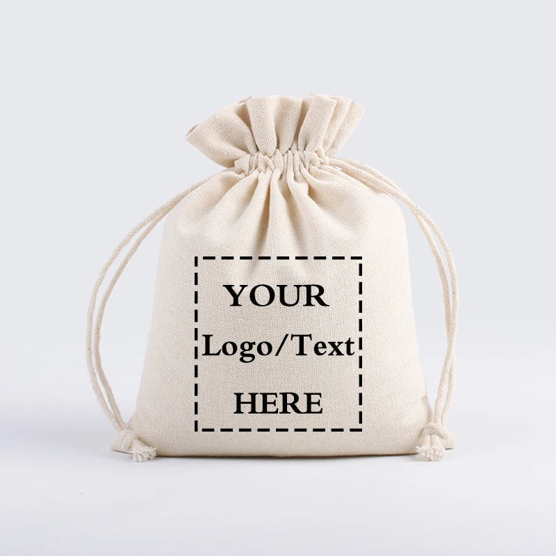 LOGO Custom Cotton Drawstring Bags | 10/20pcs Personalized Anti-Dust Storage Pouches | Eco-Friendly Gift Packaging for Home, Parties, Eid, Easter, and Christmas Luxegan