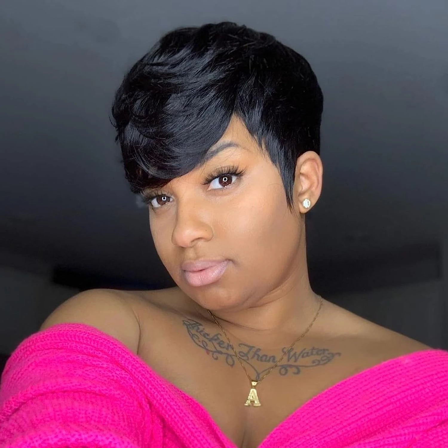 Pixie Cut Human Hair Wig | Natural Color Wavy Remy Hair | Short Cut Wig Luxegan