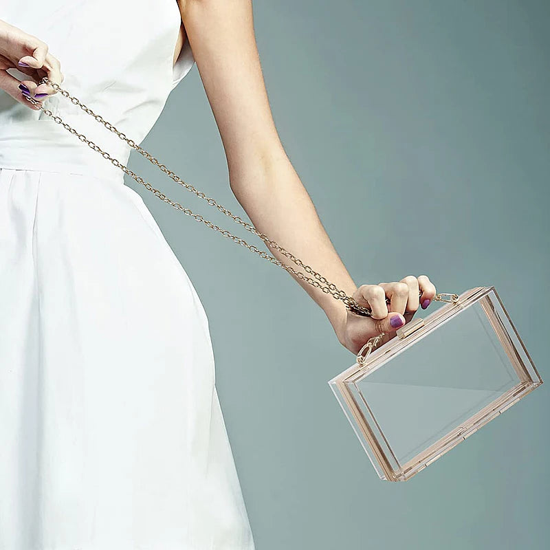 Transparent Acrylic Banquet Bag | Sparkling Wedding Party Crossbody Bag & Large Capacity Wallet Luxegan