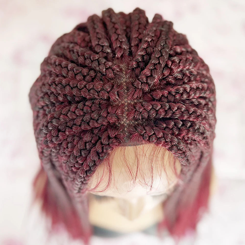 20-30" Braided Lace Front Wig | Ombre Crochet Box Braids | Black Women's Synthetic Hair