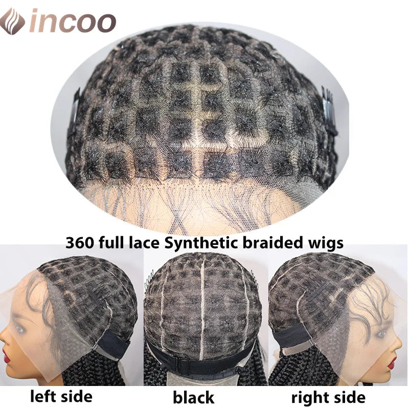36" Small Box Braids Wig | Full Lace | Cornrows & Knotless Braids | Transparent Lace Luxegan