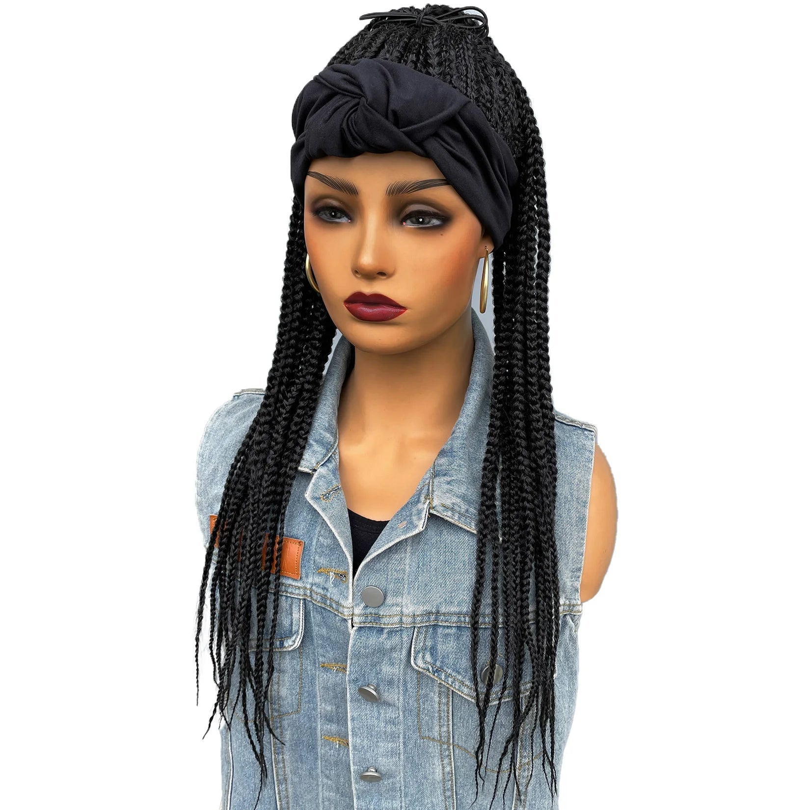 26" Twist Cornrow Headband Wig | Crochet Braids | Long Straight Synthetic Luxegan