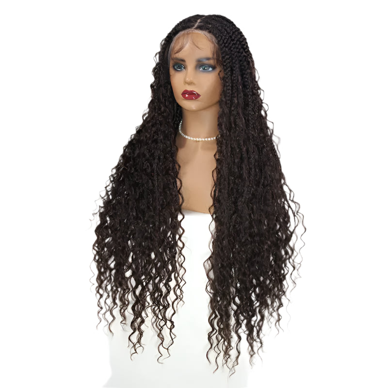 360 Synthetic Lace Front Box Braids Wig Bohemian Goddess Locs Braided Wig With Baby Hair Full Lace Braided Wigs Women Ombre Wig Luxegan