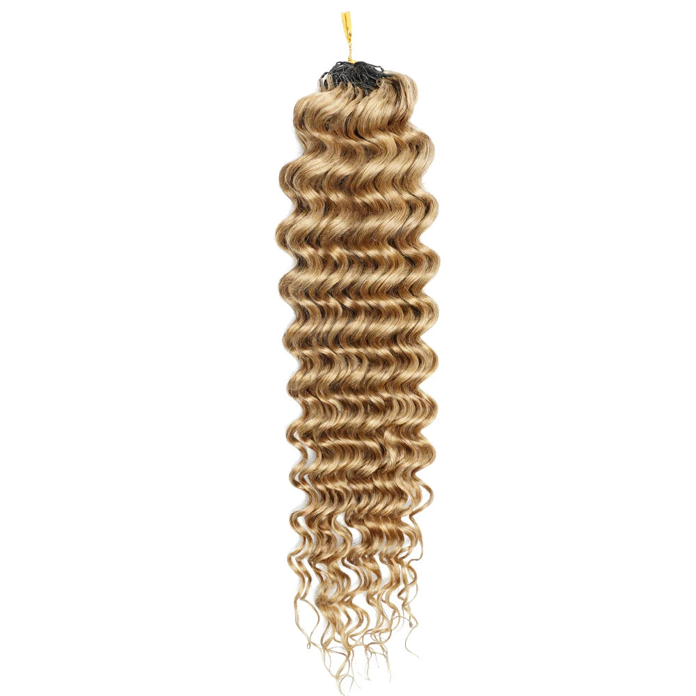 Deep Wave Miracle Knots Feathered Bulk Hair for Braiding – Highlight Brown & Honey Blonde Boho - view 11