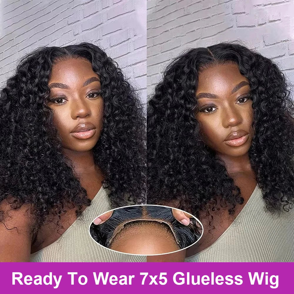 Brazilian Short Bob Deep Wave 13x4 HD Transparent Lace Frontal Wig | Glueless Remy Human Hair | 7x5 Lace Wig for Women Luxegan