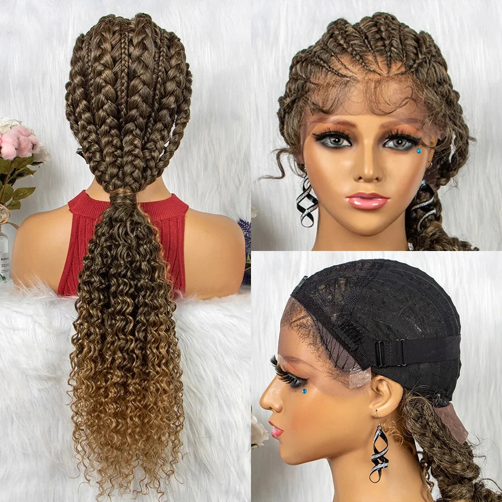 Braided Ponytail Wig | Kinky Curly Lace Front with Baby Hair Luxegan