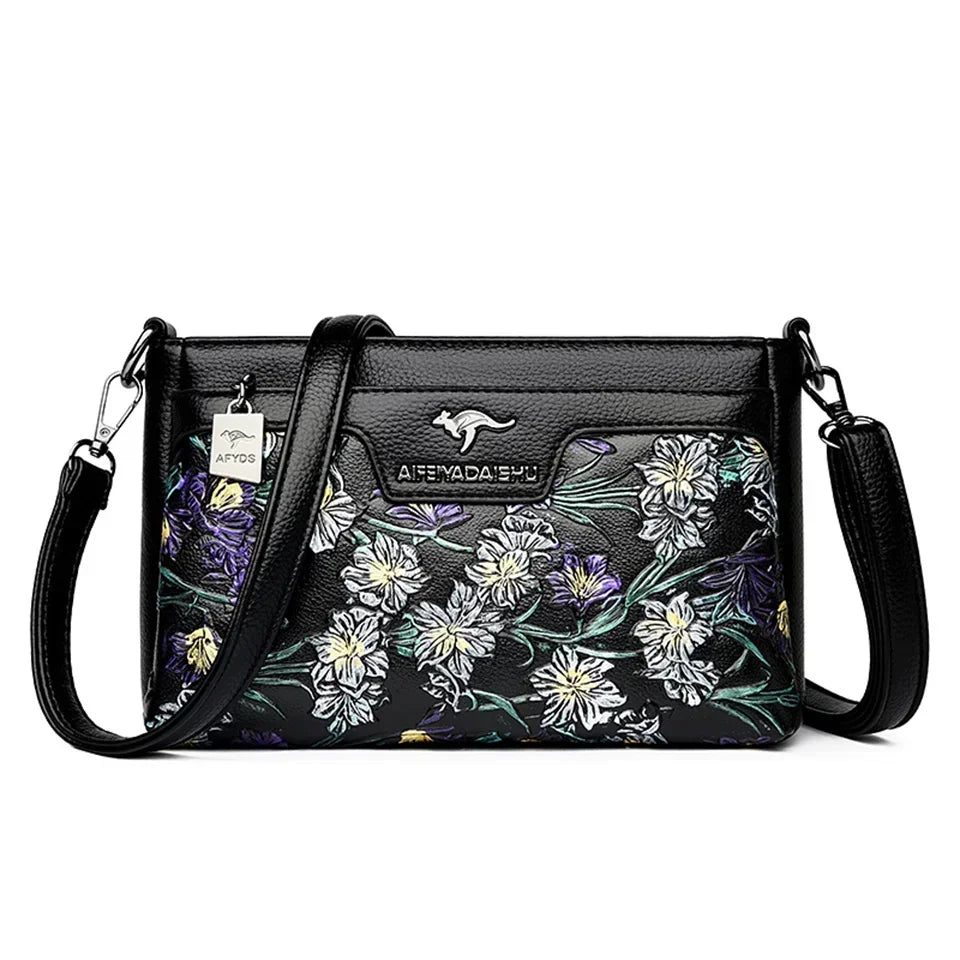 Women's Floral Patterned Shoulder Bags | High-Quality Leather Crossbody Bag & Elegant Commuting Handbags Luxegan