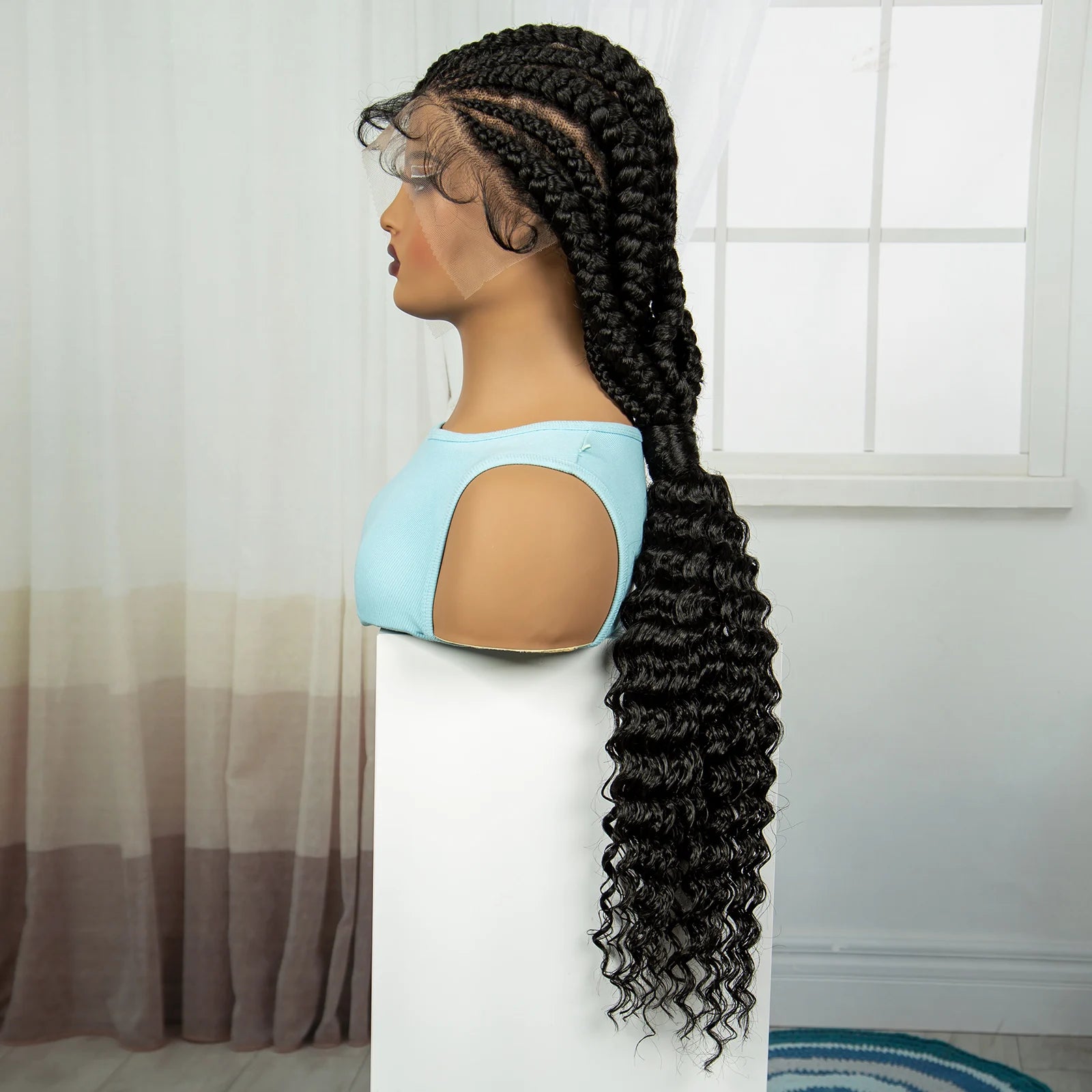 30" Cornrow Knotless Ponytail Braids Wig | Full Lace Frontal Luxegan