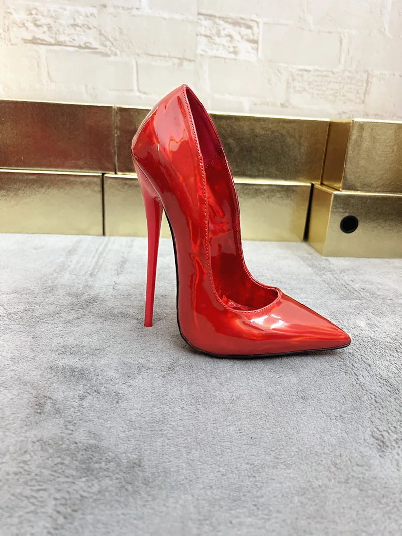 16cm Stage Show Patent Leather Stilettos | Sophisticated Camouflage Pattern High Heels | Elegant "Handmade Shallow-Out" Silhouette | "Dignified" Sexy Pointed Toe Party Shoes for Radiant Versatile Styling Luxegan
