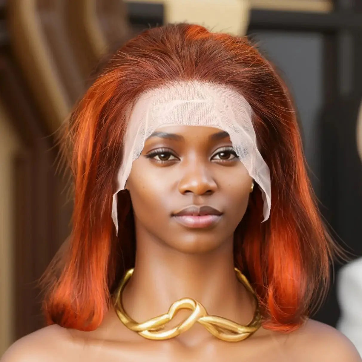 Ginger Orange Bob Wig | 13x4 Transparent Lace Front Brazilian Human Hair Luxegan