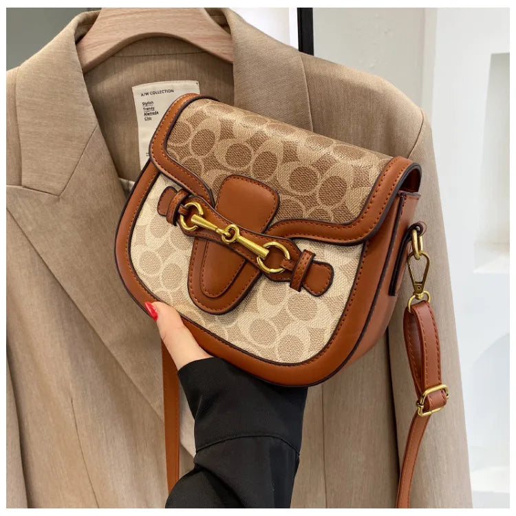 Trendy Korean-Style Saddle Bag | Retro Wide-Strap Crossbody Luxegan