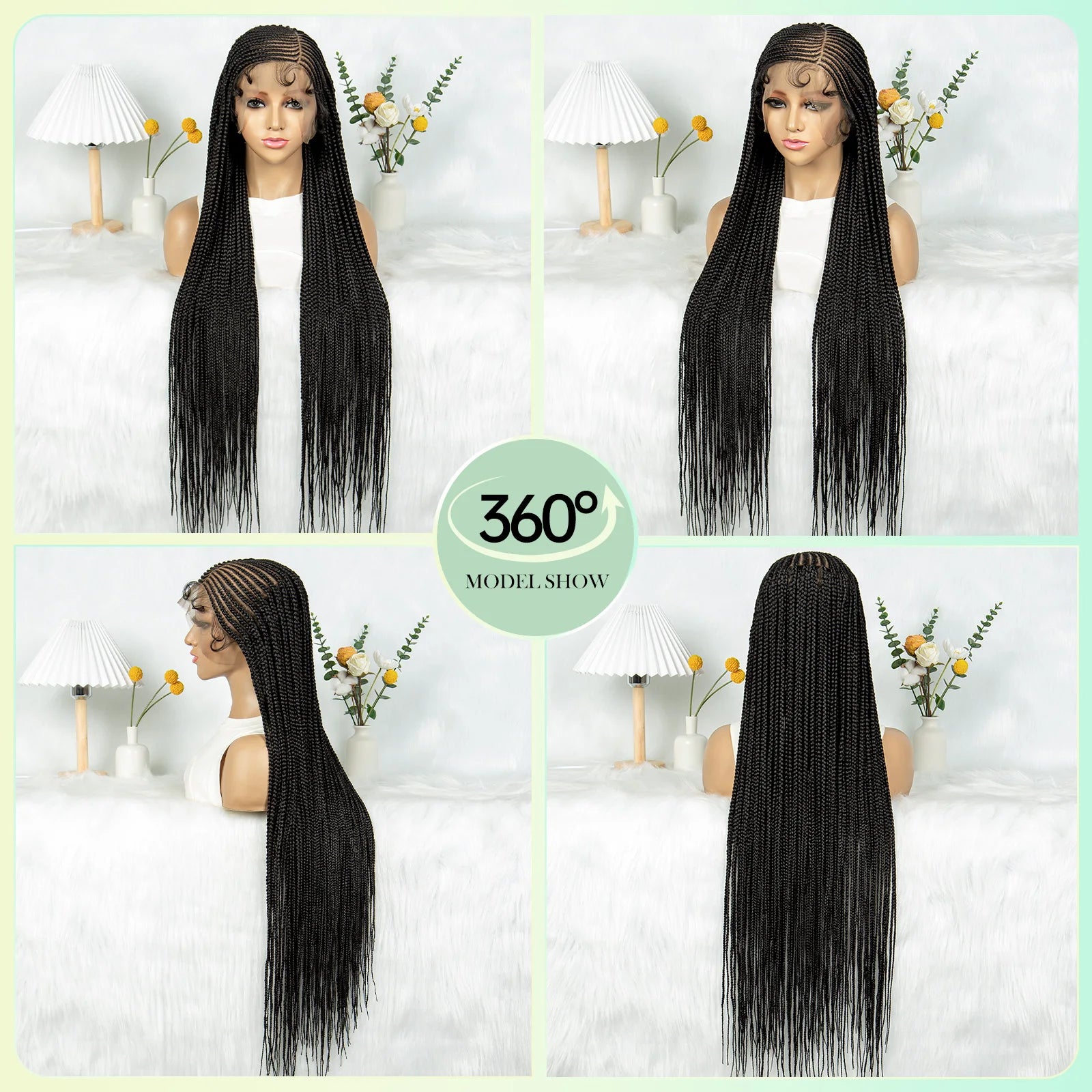 Full Lace Cornrow Knotless Box Braids Wig with Baby Hair Luxegan