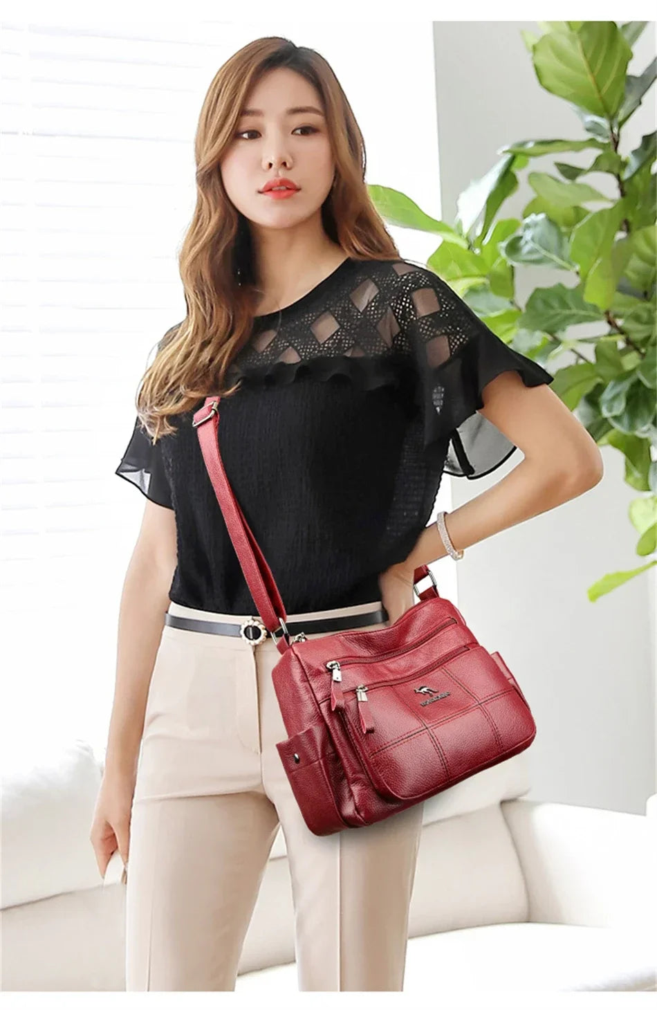 Genuine Soft PU Leather Handbags for Women | Vintage Shoulder Tote Bag & Large Capacity Purse