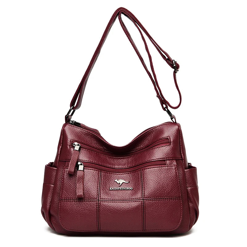 Genuine Sheepskin Leather Designer Handbag | Luxury Waterproof Bucket Bag for Women | Premium Business Messenger & Shoulder Tote with Sequined Accents Luxegan
