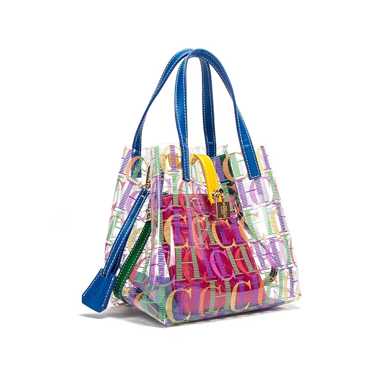 New Transparent PVC Women's Tote Bag | Waterproof Spring & Summer Beach Bag | Clear Casual Shoulder Bag with Hasp Closure | Versatile Party & Leisure Travel Handbag Luxegan
