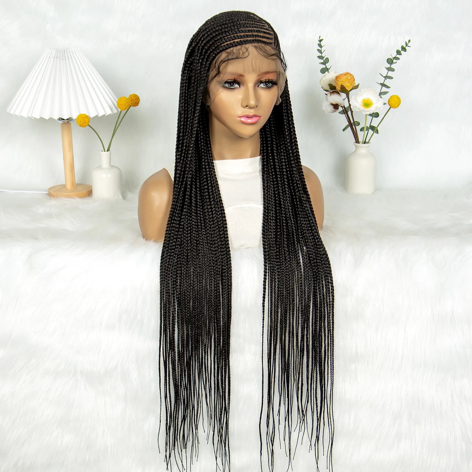 Goddess Bohemian Knotless Braids Wig | Full Lace Front | Cornrow Accents Luxegan