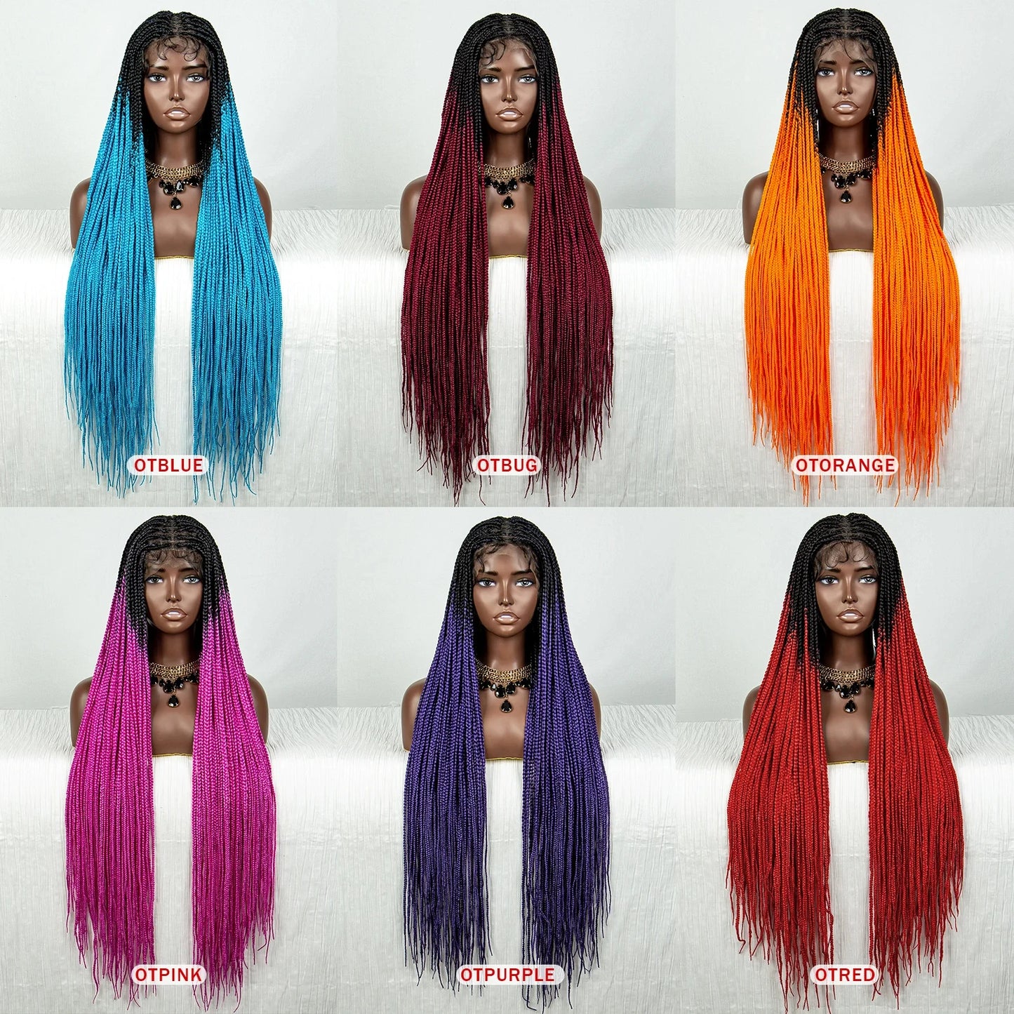 Straight Orange Knotless Box Braids Wig | HD Full Lace Frontal | Baby Hair Luxegan