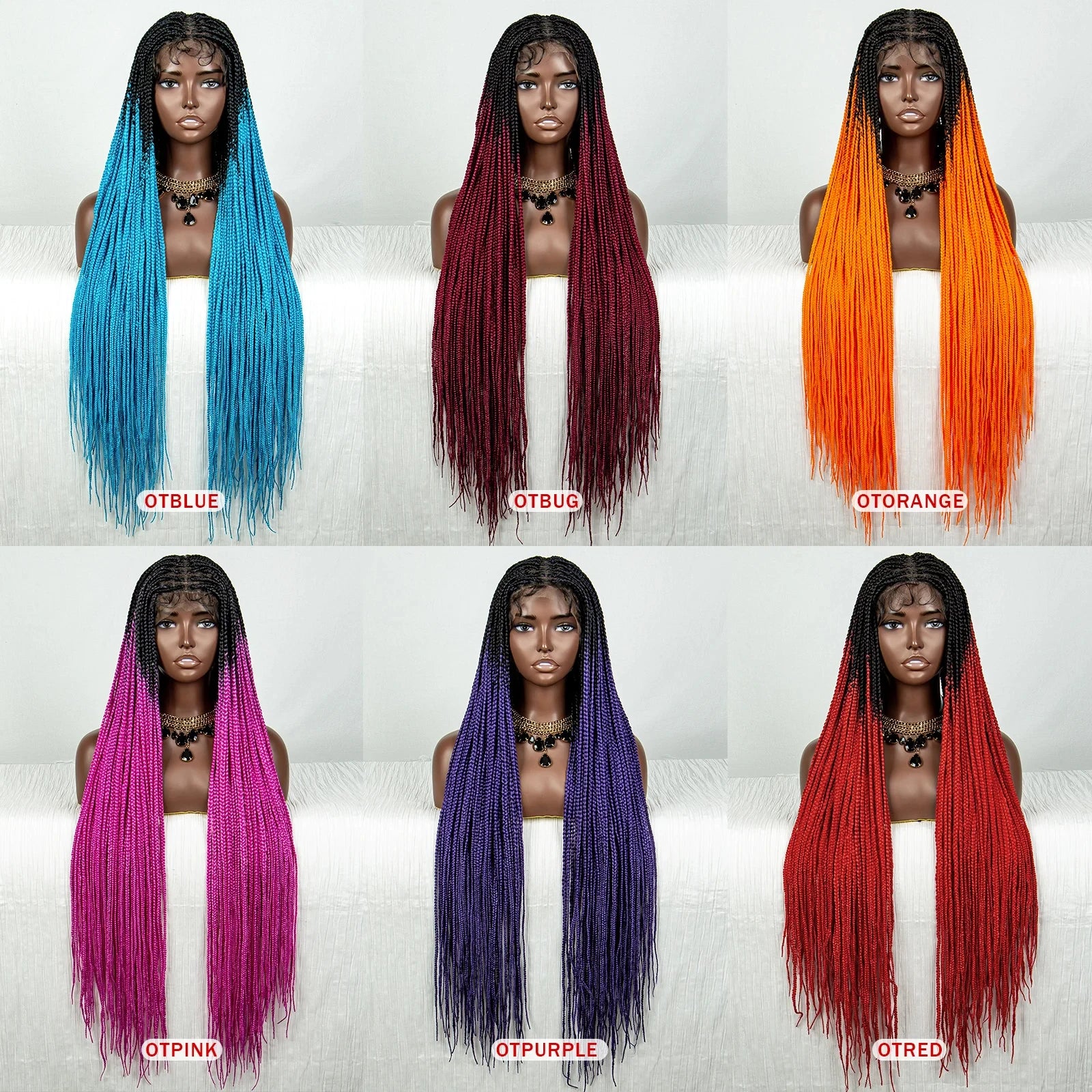 Straight Orange Knotless Box Braids Wig | HD Full Lace Frontal | Baby Hair Luxegan