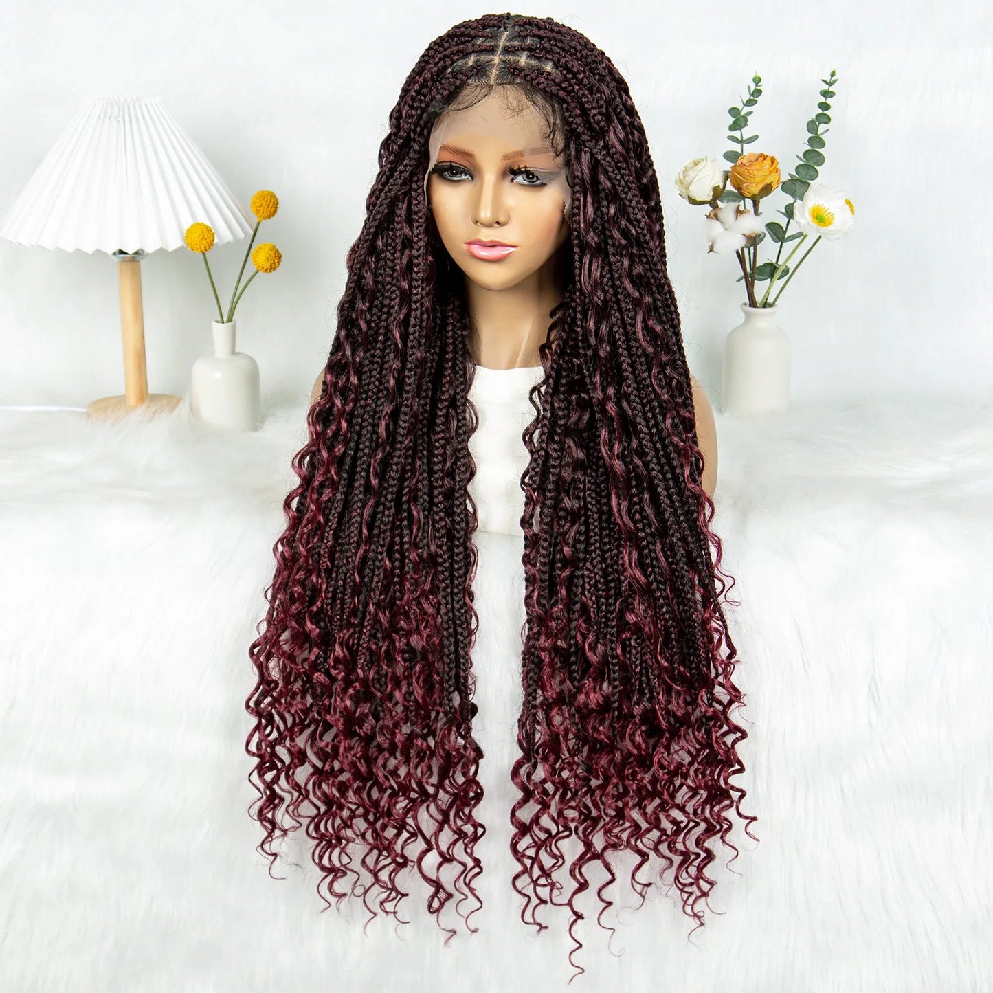 32" Natural Boho Knotless Braids Wig | HD Lace Front | Baby Hair | Synthetic Luxegan