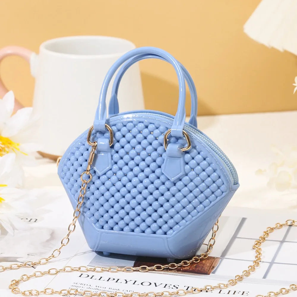 PU Cartoon Hobo Bag | Moderate Hardness Transparent Pearl Shell Crossbody Luxegan