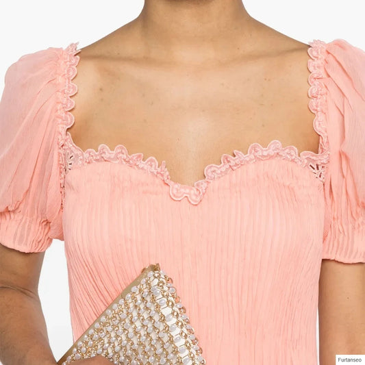 Ruched Draped Mermaid Evening Gown | Sweetheart Neck Short Sleeve Floor-Length Prom Dress - view 2
