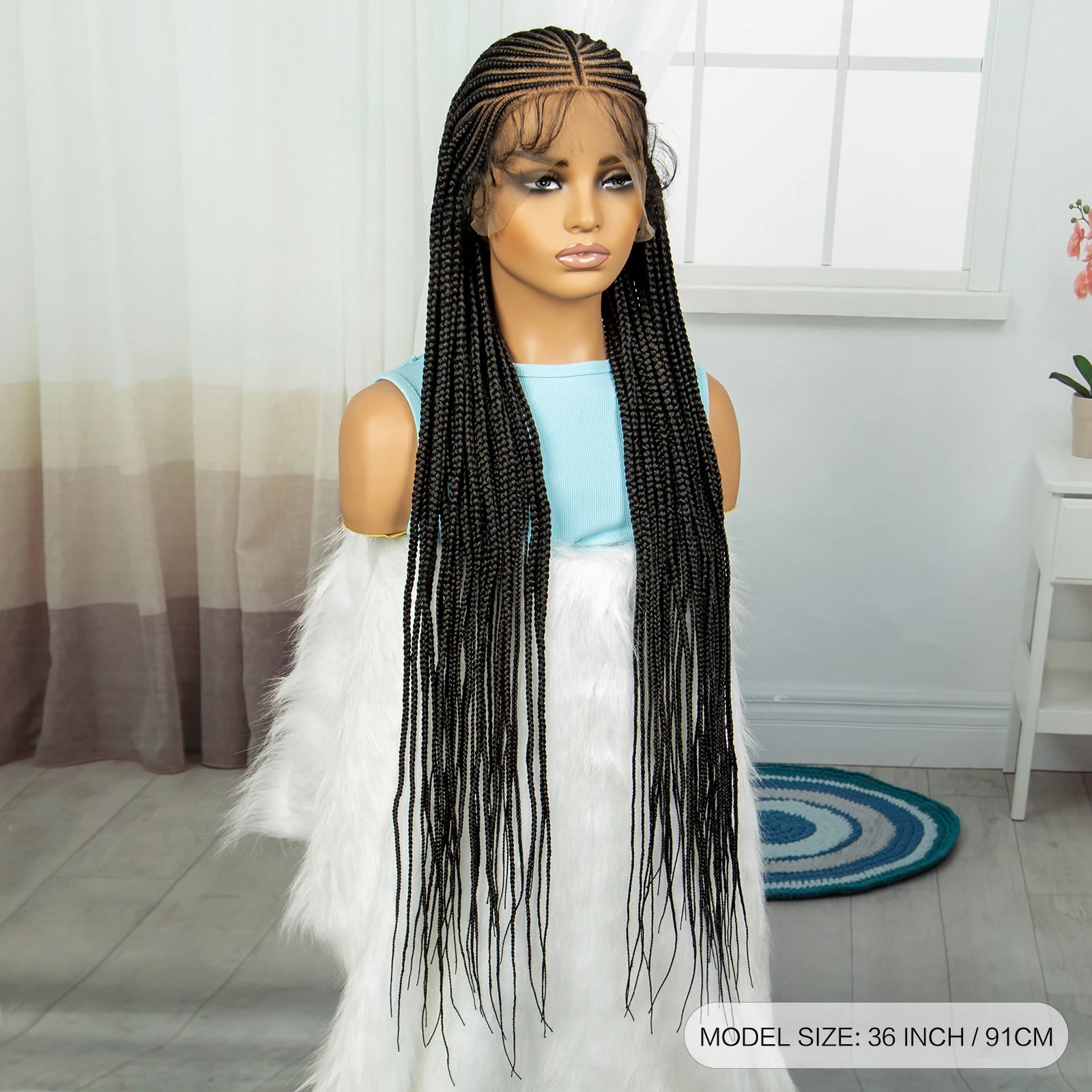 Cornrow Knotless Box Braids Wig | Full Lace Frontal | Baby Hair Luxegan