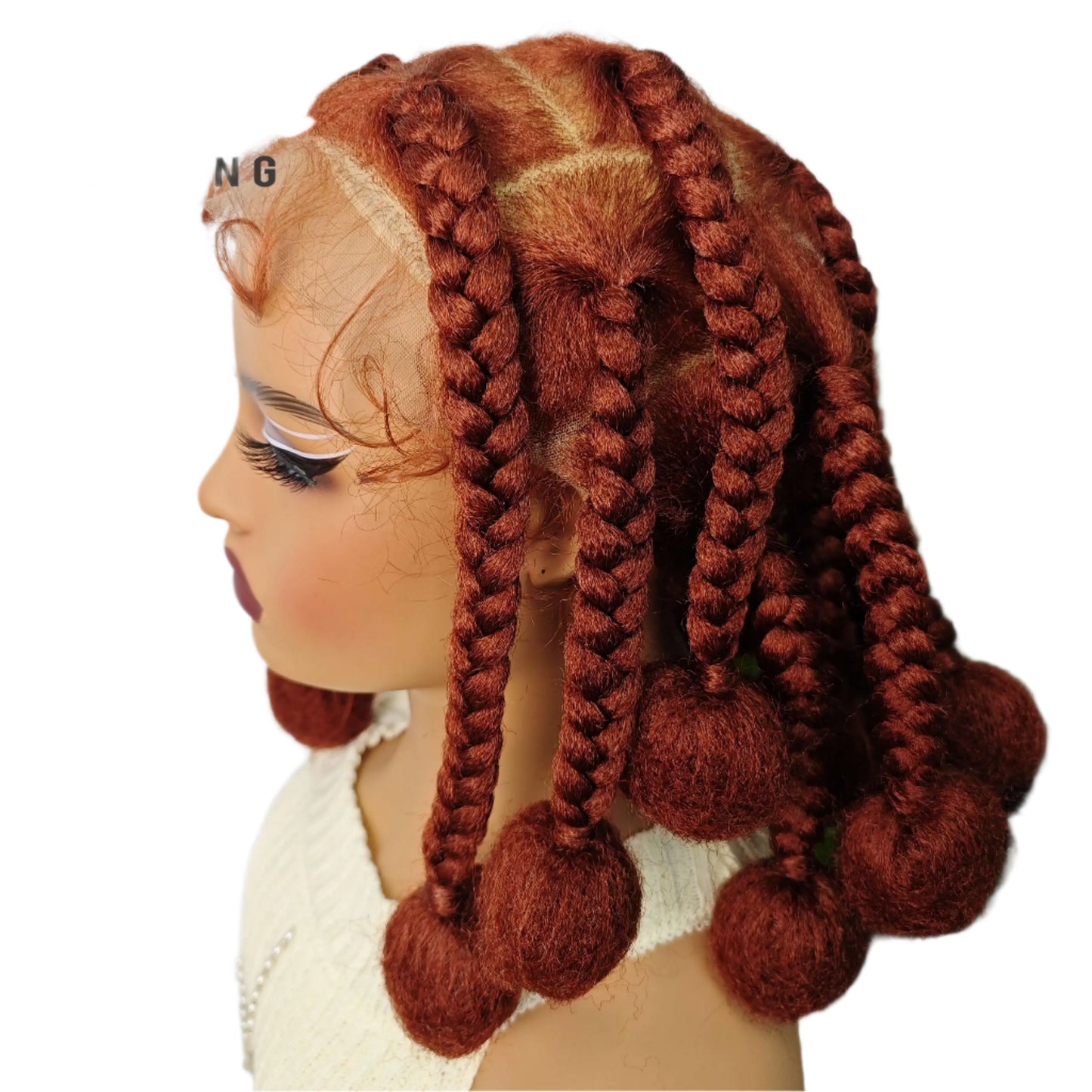 12" Ombre #27 Synthetic Braided Wig - Transparent Lace Front, Box Braids, Baby Hair