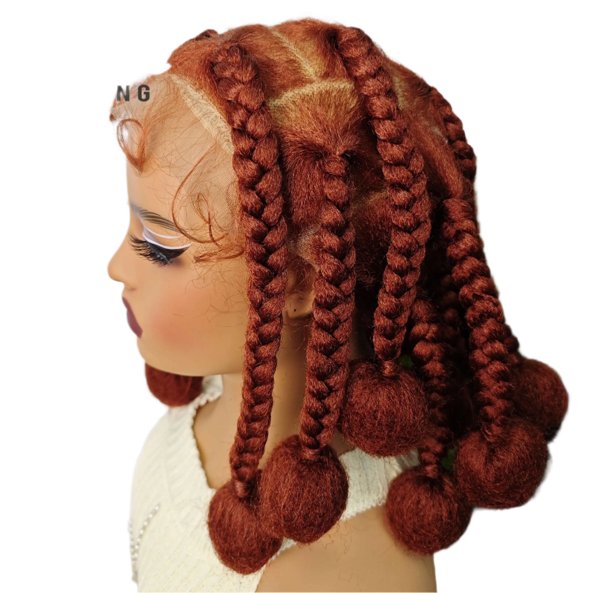 12" Ombre #27 Synthetic Braided Wig - Transparent Lace Front, Box Braids, Baby Hair