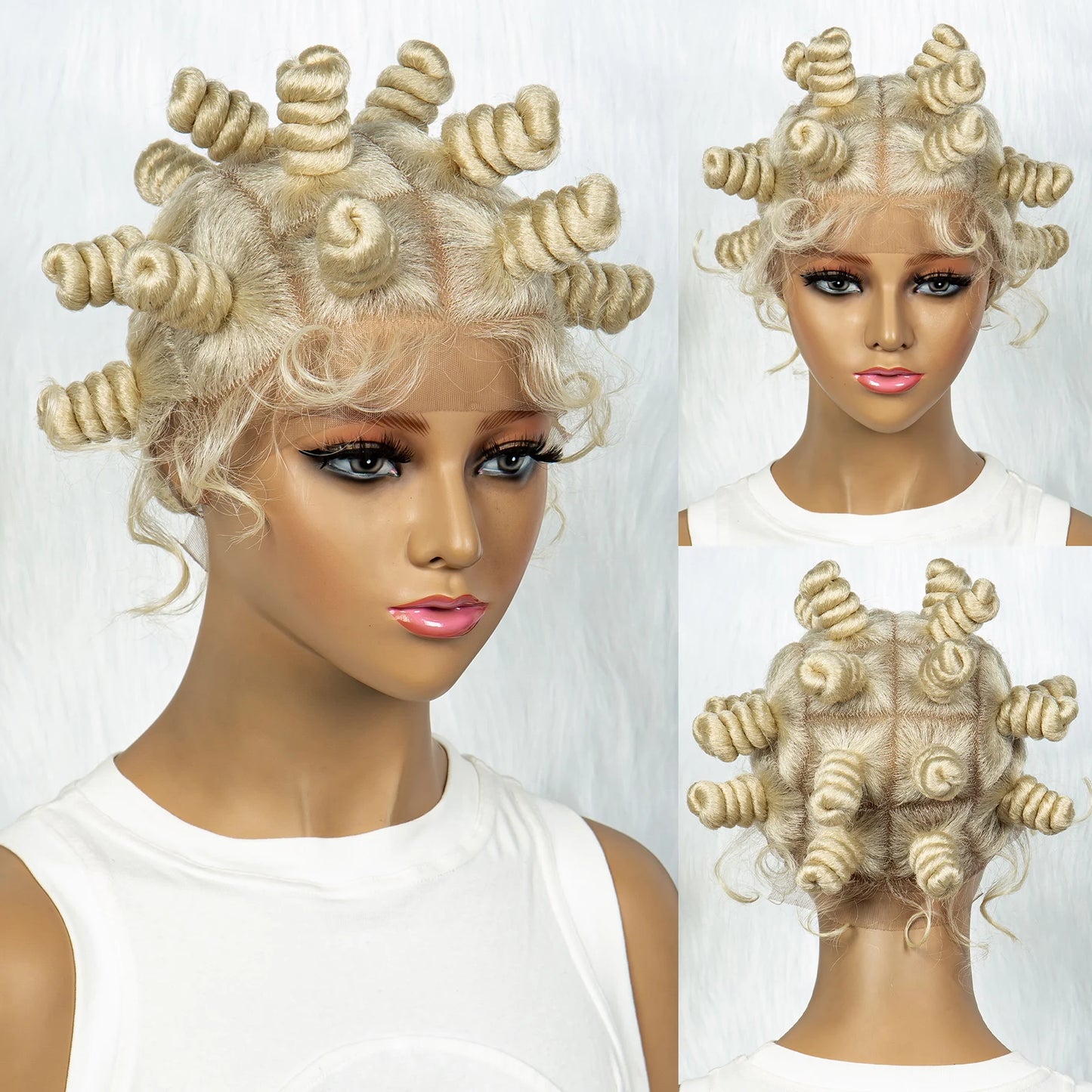Knotless Braids Wig with Twist Buns | Full Lace African Braiding Hair Luxegan