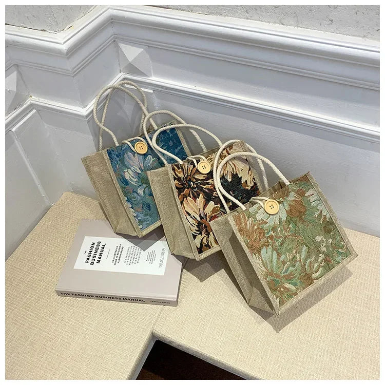 Linen-Style Nylon Tote | Portable & Solid Color Top-Handle Bag Luxegan