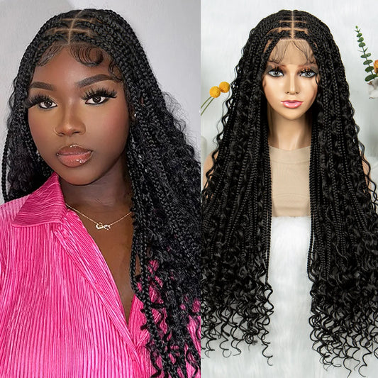 HD Transparent Boho Box Braids Wig | Full Lace | Knotless | Black Women & Girls Luxegan