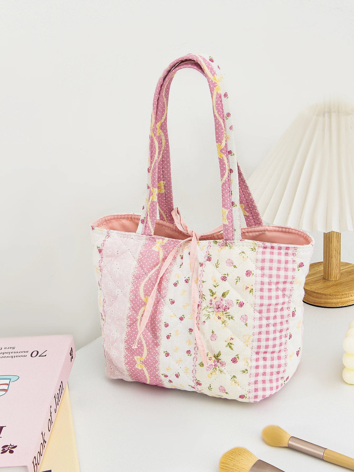 1 Piece Flower Bow Handbag | Large Capacity Fashionable Versatile Shoulder Bag with Cute Bow Design | Suitable for Teenage Girls Luxegan