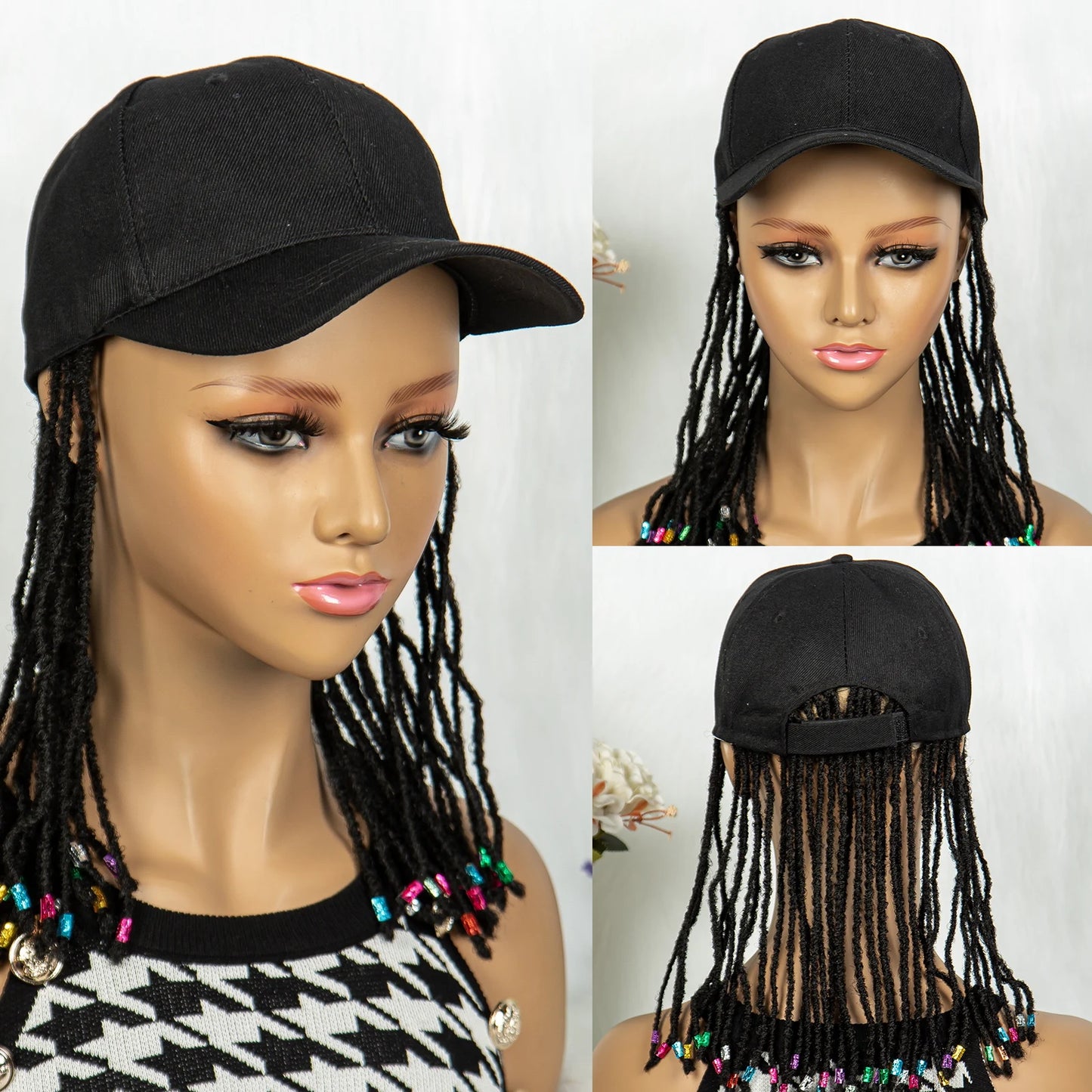 Braided Baseball Cap Wig | Adjustable Hat Wig | Afro Black Women & Girls Luxegan