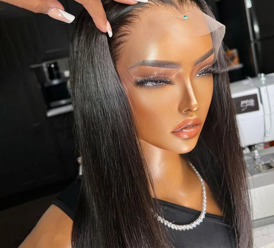 32 Inch Bone Straight T-Part Lace Front Wig | Transparent & Pre-Plucked Brazilian Remy Human Hair Luxegan