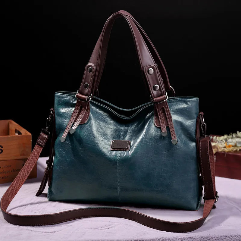 New Fashion Casual Tote Bag | Women's Handbags & Soft Leather Shoulder Bags (Vintage Big Capacity Crossbody Hand Bag) Luxegan
