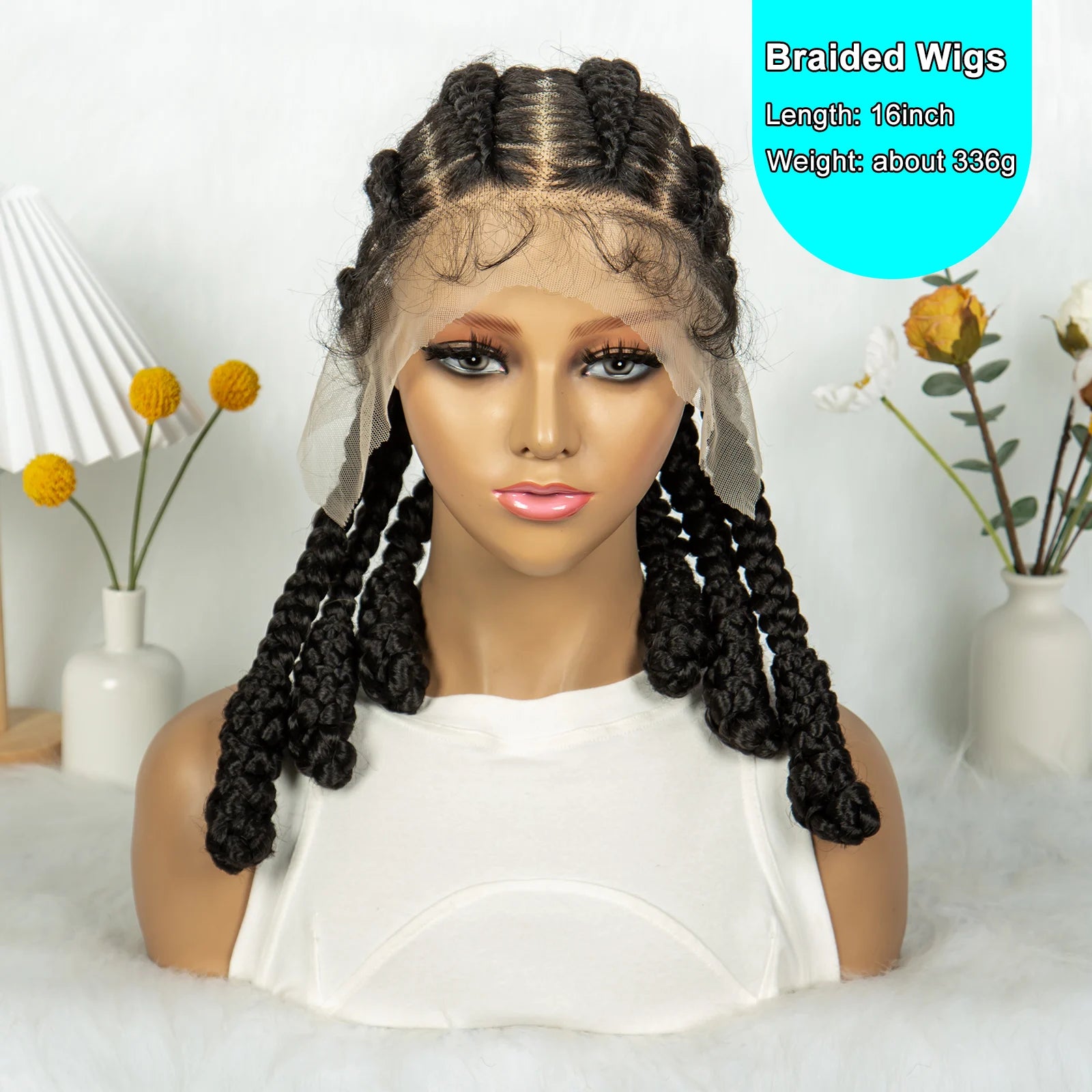 KIMA Cornrow Box Braided Full Lace Wig with Baby Hair | Synthetic Braids Wig for Africa Women & Men Luxegan