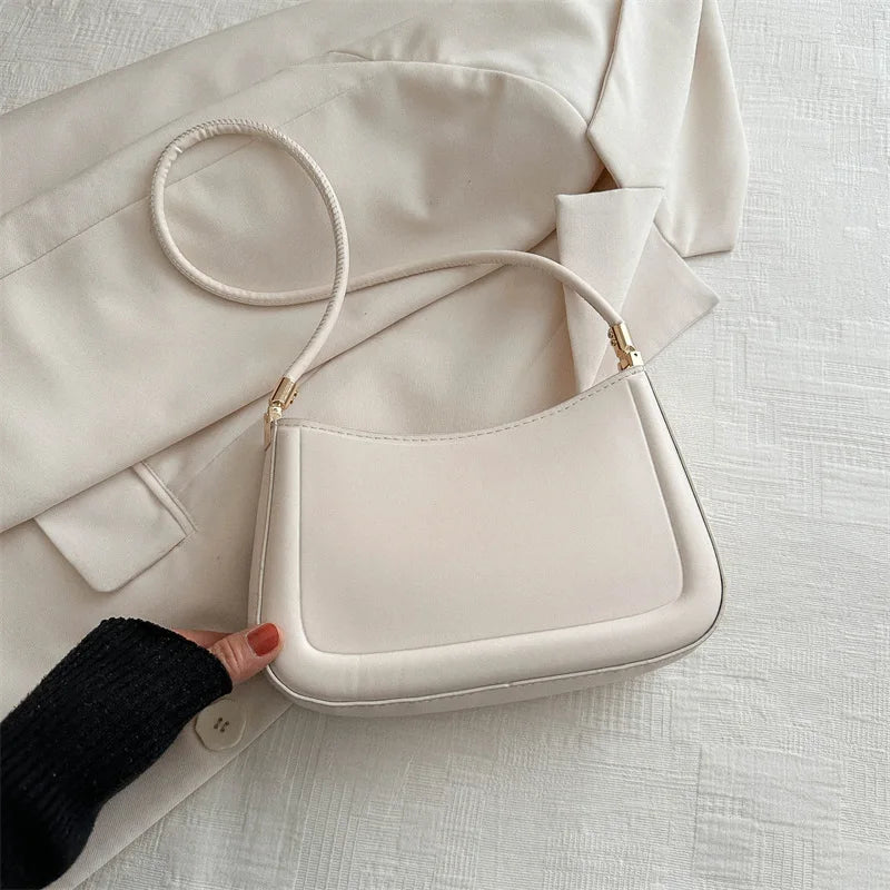 New Trendy Fashion Retro Solid Color Texture Underarm Bag | Popular Casual Simple Women's Small Square Handbag (Bolsos De Señora) Luxegan