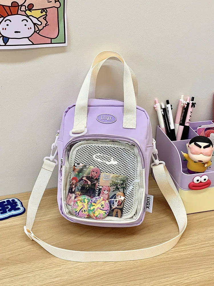 Casual Girl Ulzzang Ita Bag | Small Versatile Crossbody & Transparent Bar Chi Cute Shoulder Mobile Bag Luxegan