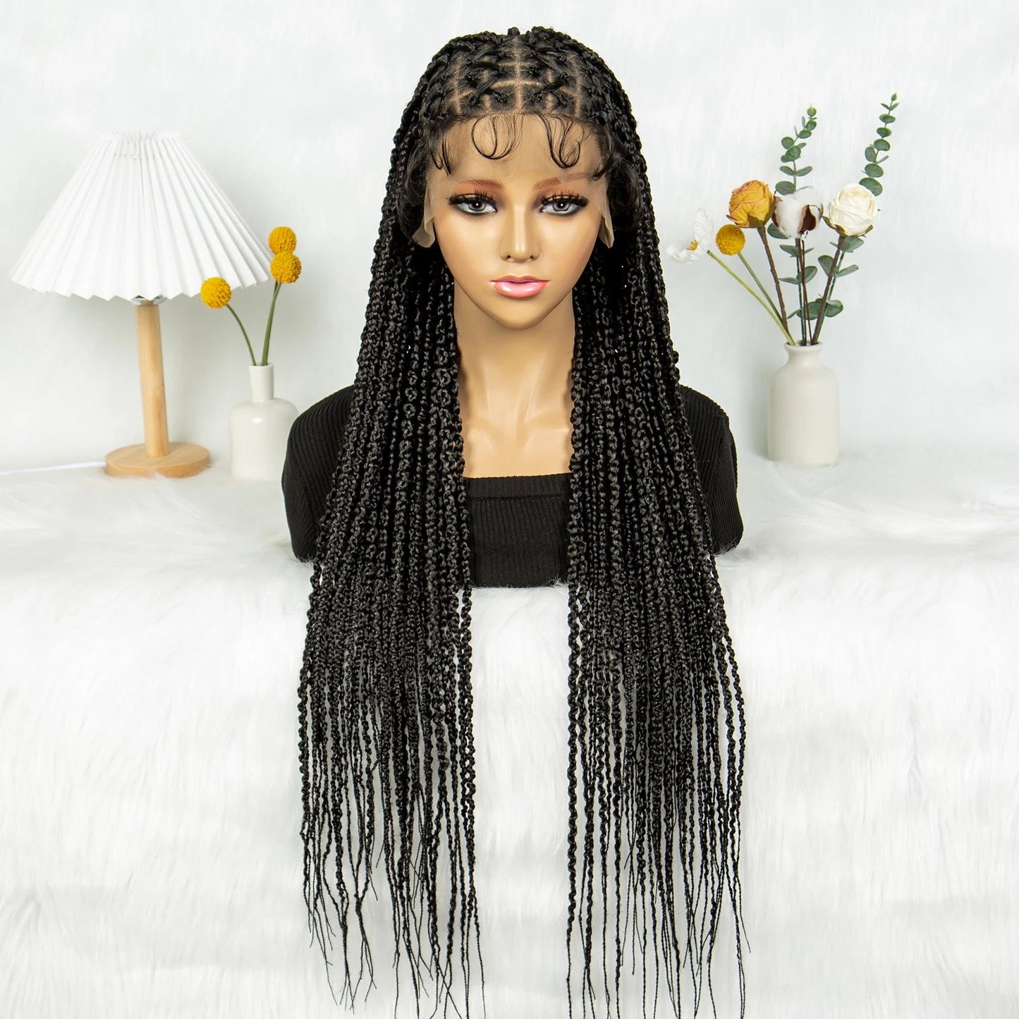 36" Criss Cross Braided Wig | Full Lace | Baby Hair | Large Cap | Synthetic Braids Luxegan