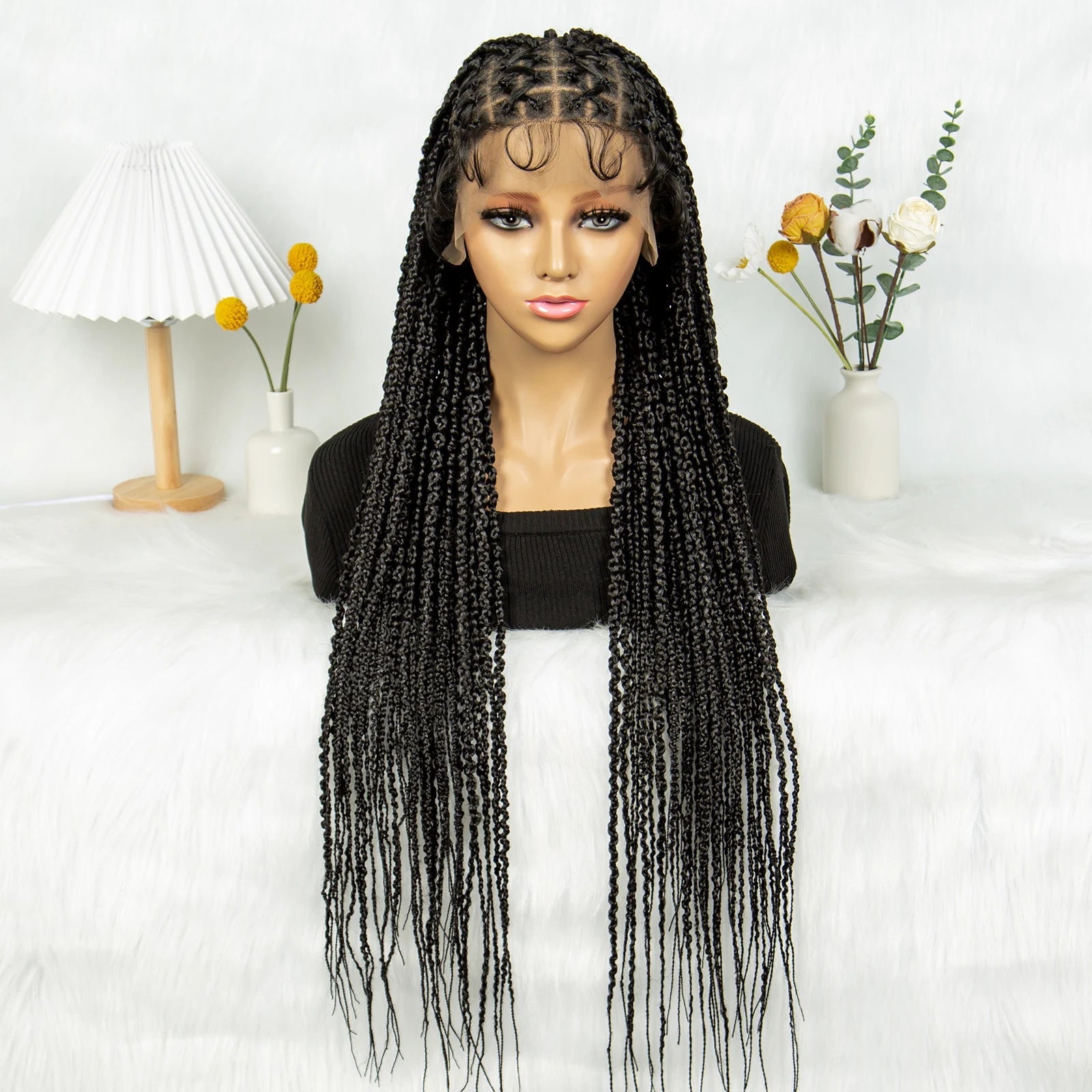 36" Criss Cross Braided Wig | Full Lace | Baby Hair | Large Cap | Synthetic Braids Luxegan